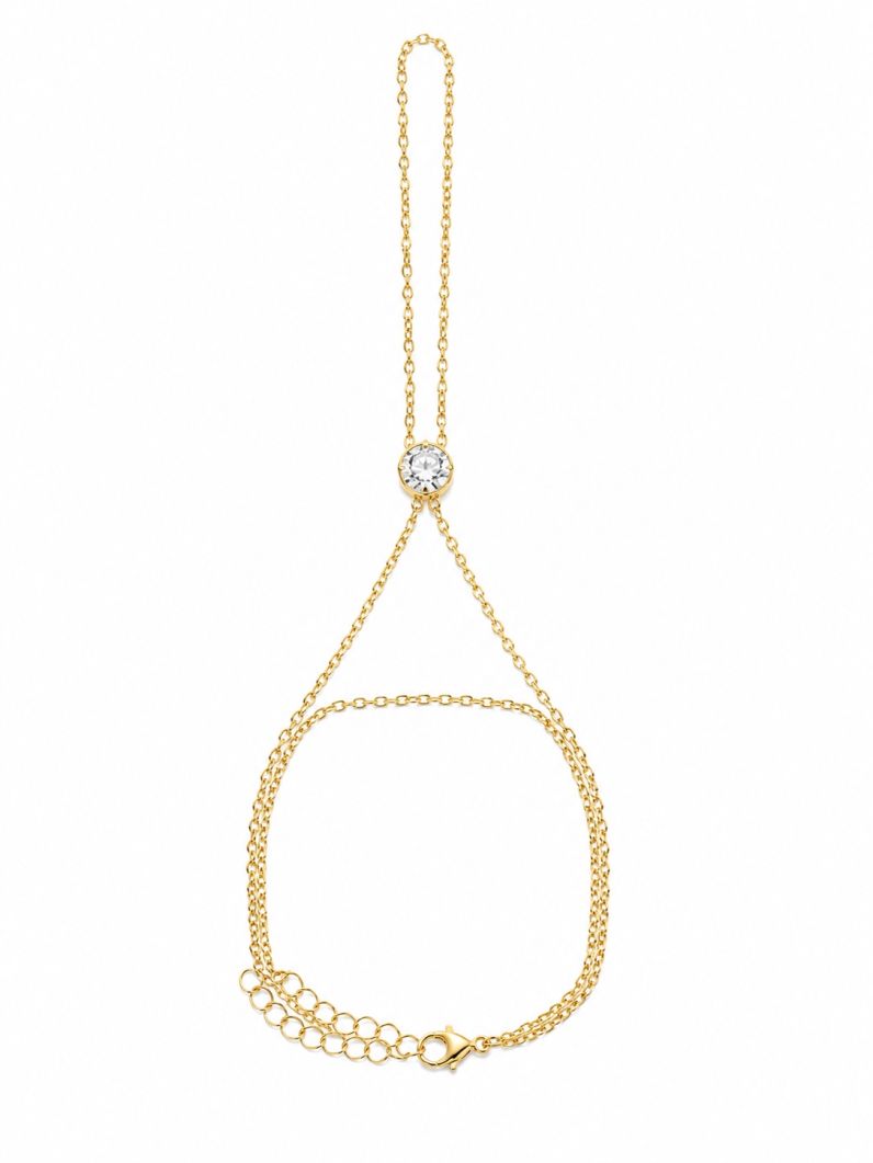 Hand Chain Folheada a Ouro 18k Ponto de Luz