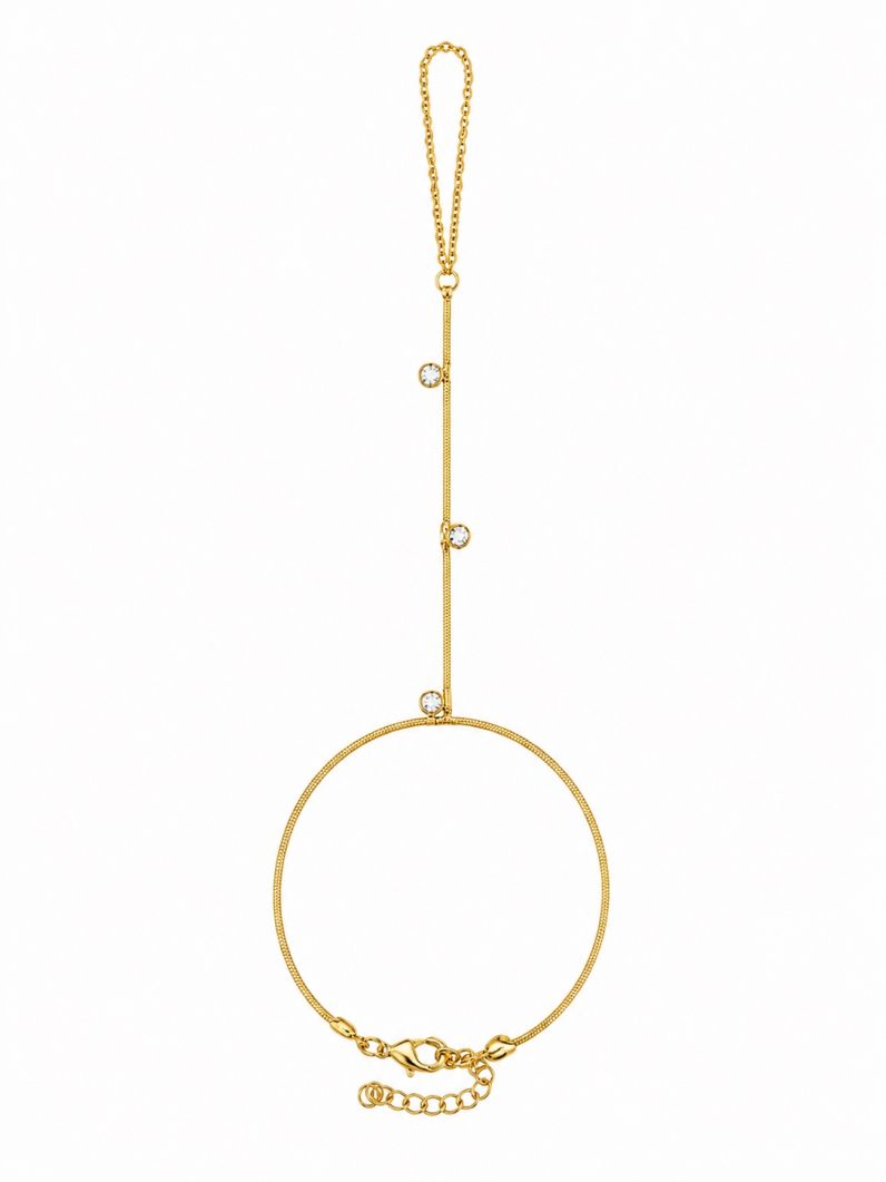 Hand Chain Folheada a Ouro 18k Pontos de Luz