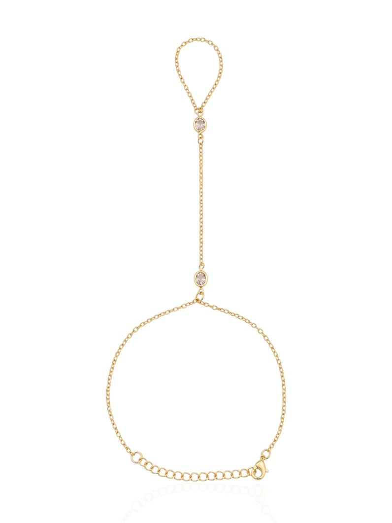 Hand Chain Folheada a Ouro 18k Pontos de Luz