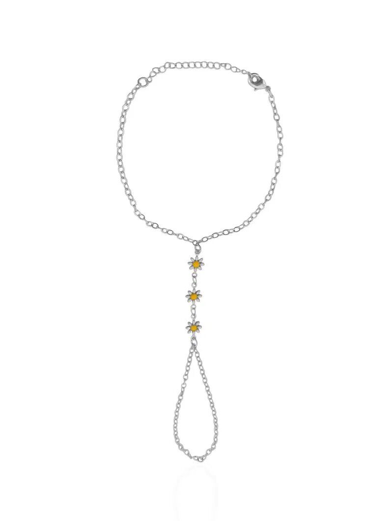 Hand Chain Folheada a Prata 925 Design Margarida