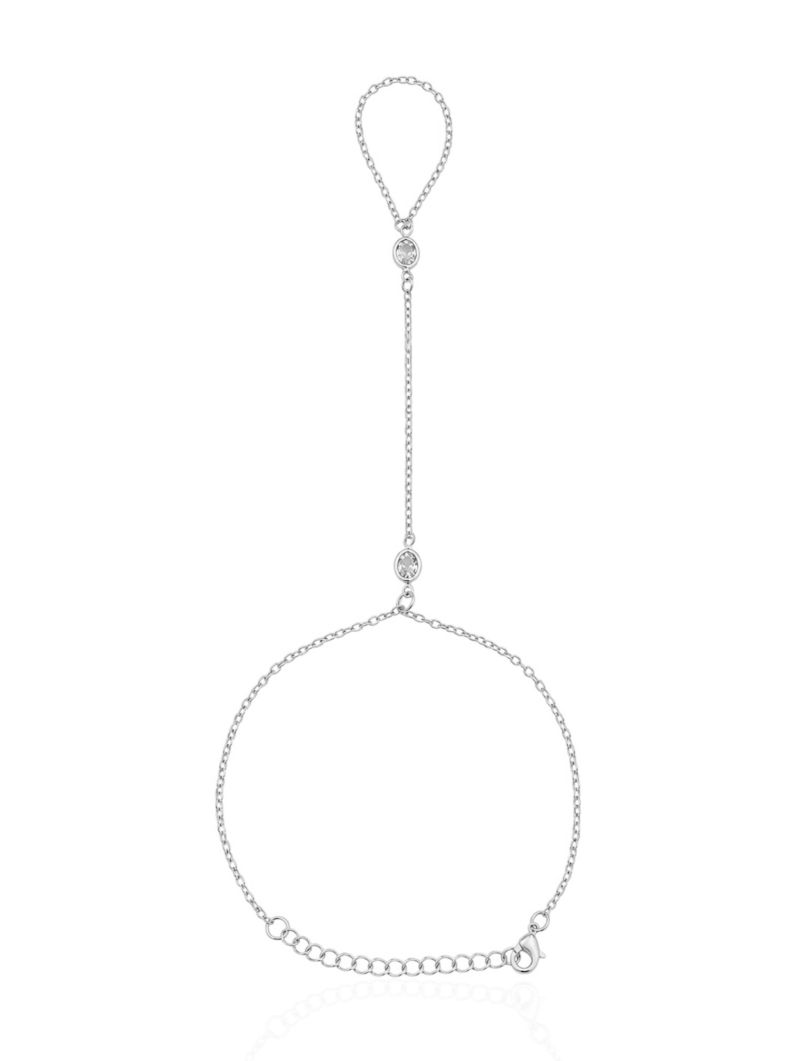 Hand Chain Folheada a Prata 925 Pontos de Luz