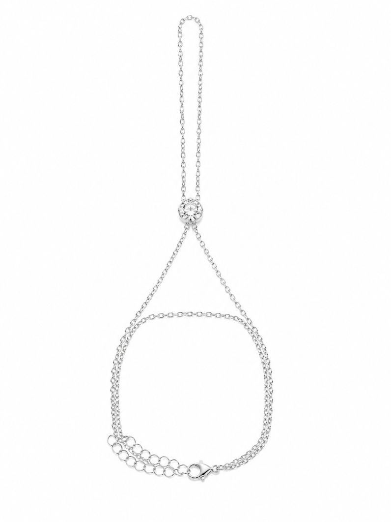 Hand Chain Folheado a Prata 925 Ponto de Luz