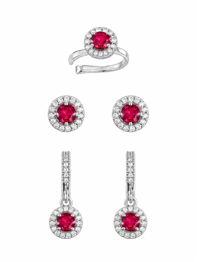 Kit Brinco e Piercing Folheado a Ouro 18k e Prata Circulo Com ZIrconia