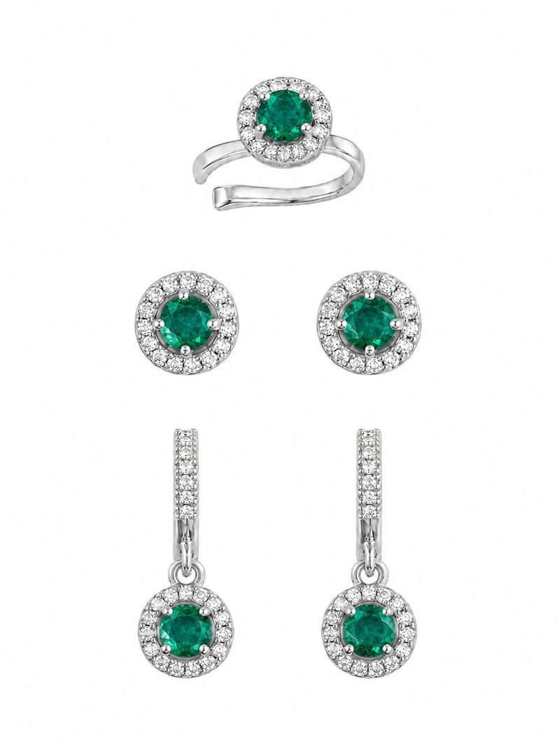 Kit Brinco e Piercing Folheado a Ouro 18k e Prata Circulo Com ZIrconia