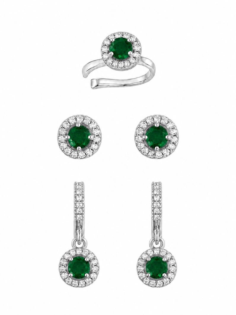Kit Brinco e Piercing Folheado a Ouro 18k e Prata Circulo Com ZIrconia