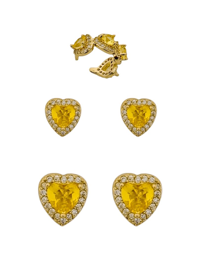 Kit Brinco e Piercing Folheado a Ouro 18k e Prata Design Corações