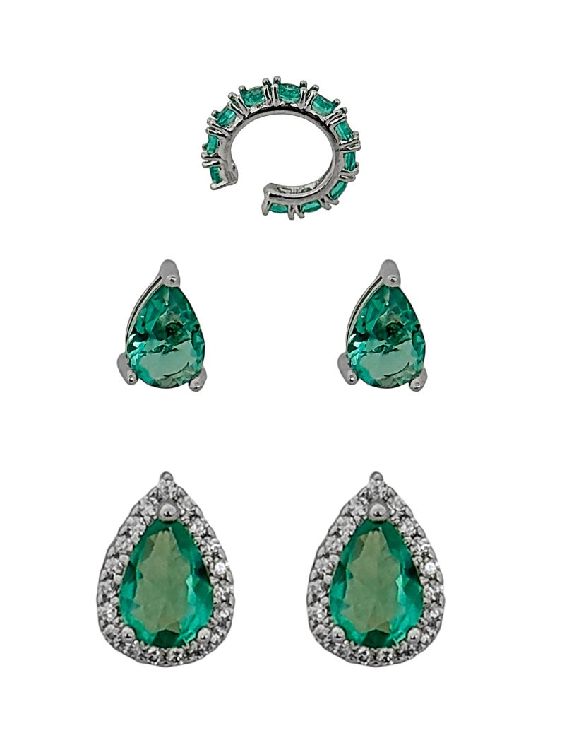 Kit Brinco e Piercing Folheado a Ouro 18k e Prata Design Gotas