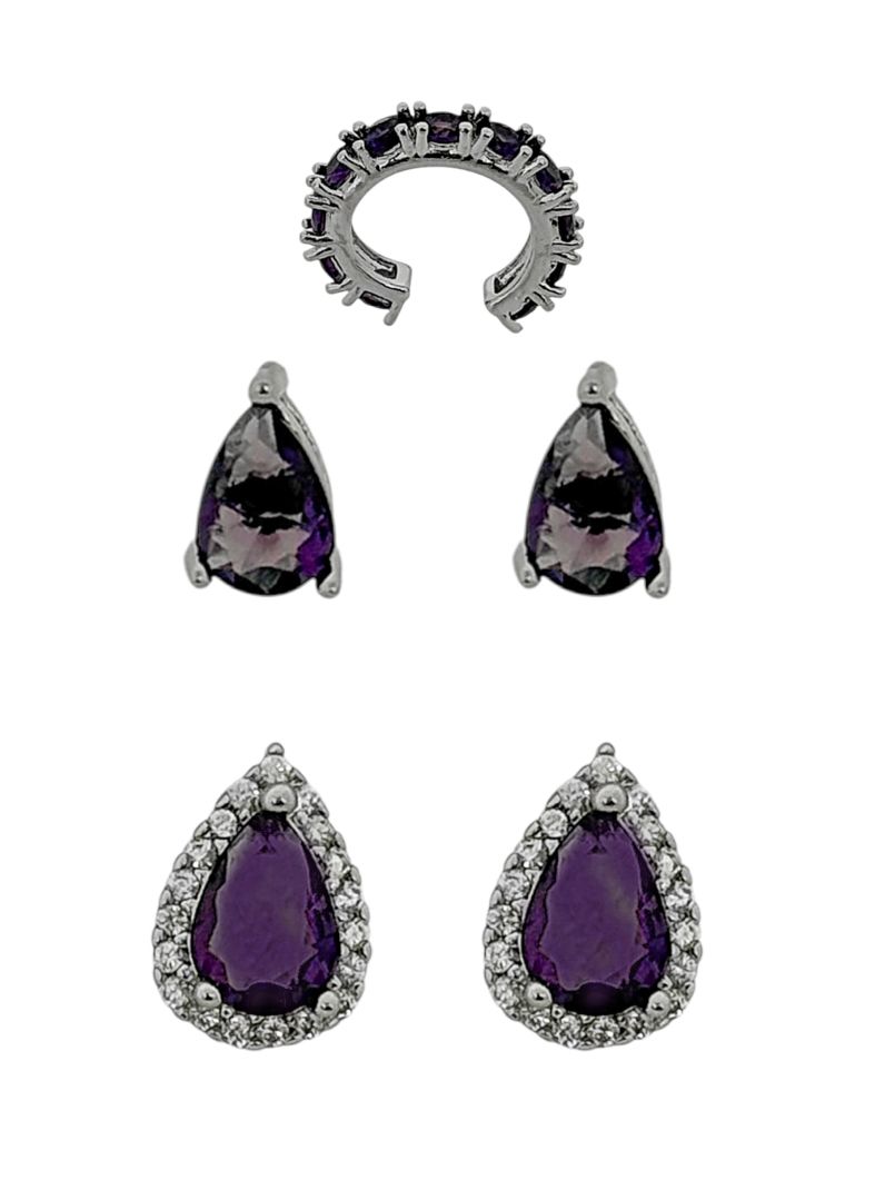 Kit Brinco e Piercing Folheado a Ouro 18k e Prata Design Gotas