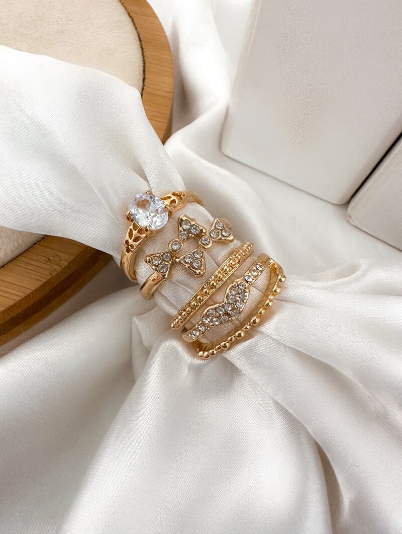 Kit de Anel Folheado a Ouro 18k e Prata Inspiração Joalheria