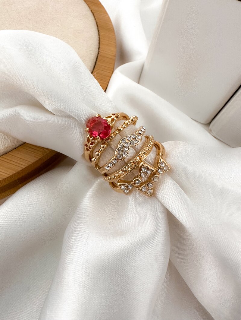 Kit de Anel Folheado a Ouro 18k e Prata Inspiração Joalheria