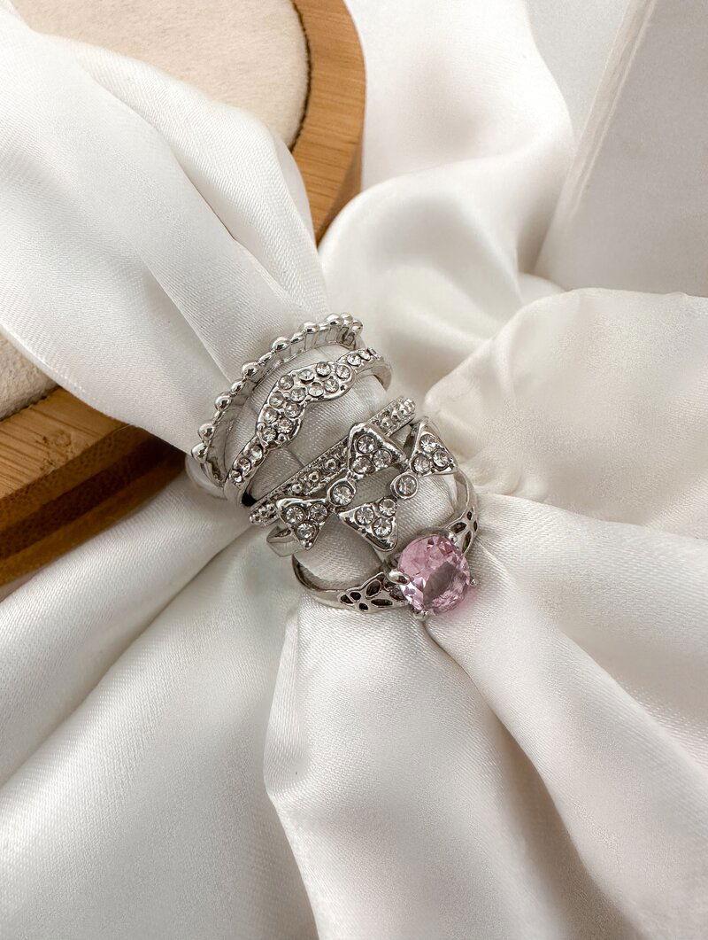 Kit de Anel Folheado a Ouro 18k e Prata Inspiração Joalheria