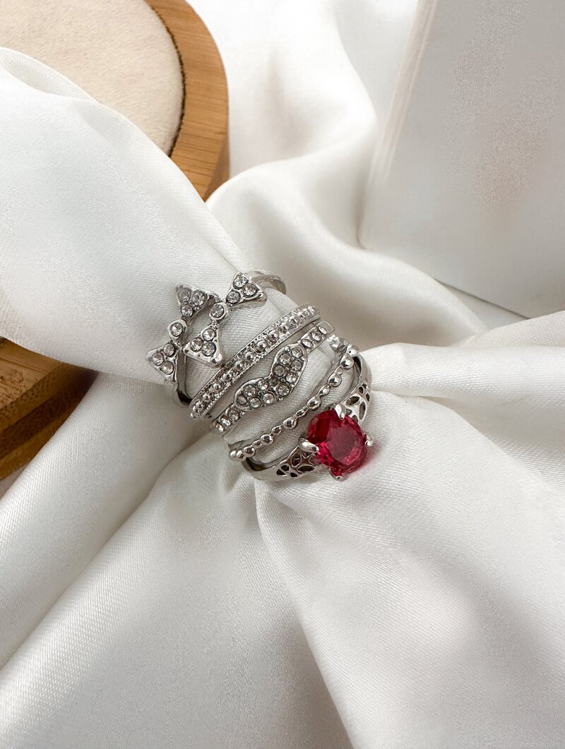 Kit de Anel Folheado a Ouro 18k e Prata Inspiração Joalheria