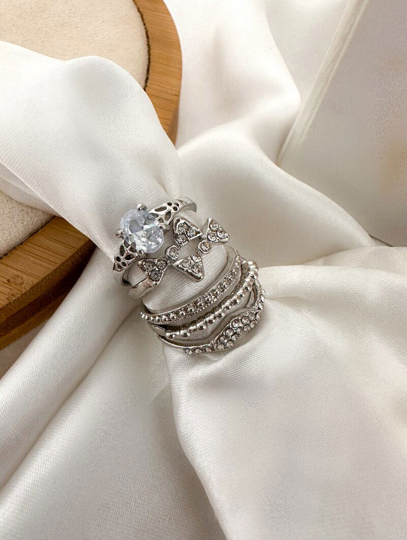 Kit de Anel Folheado a Ouro 18k e Prata Inspiração Joalheria