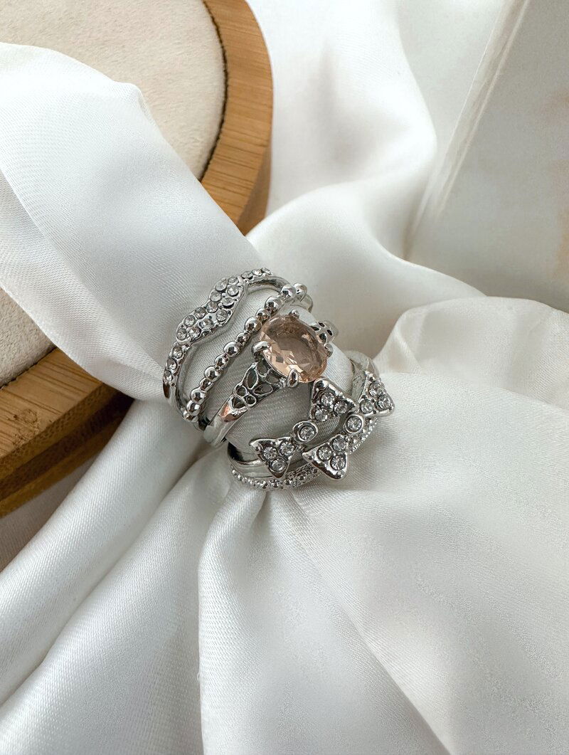 Kit de Anel Folheado a Ouro 18k e Prata Inspiração Joalheria