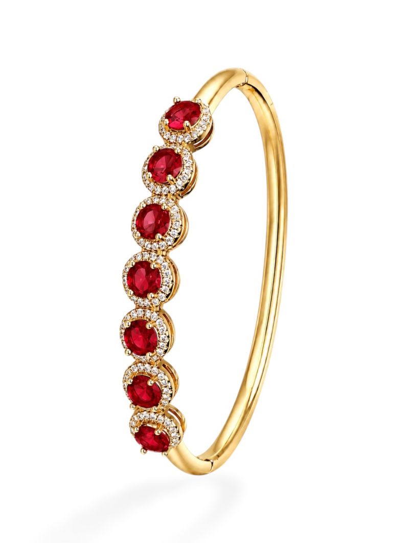Bracelete Folheado a Ouro 18k e Prata Cristais Coloridos Cravejados