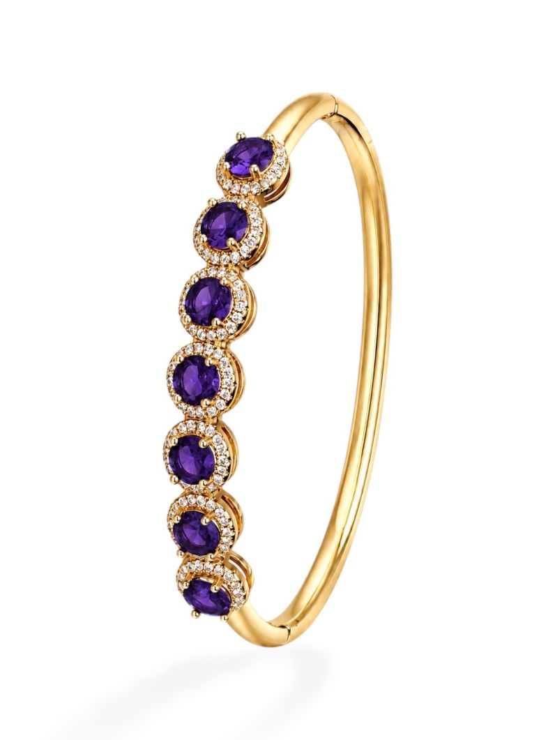 Bracelete Folheado a Ouro 18k e Prata Cristais Coloridos Cravejados