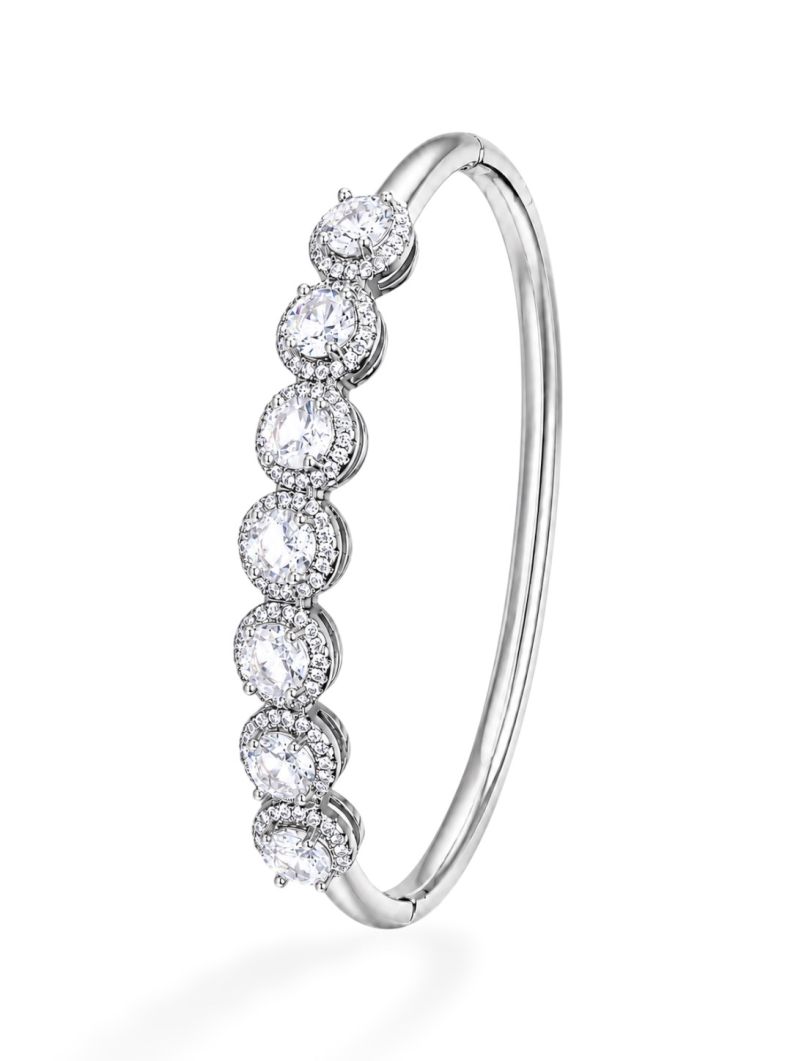 Bracelete Folheado a Ouro 18k e Prata Cristais Coloridos Cravejados