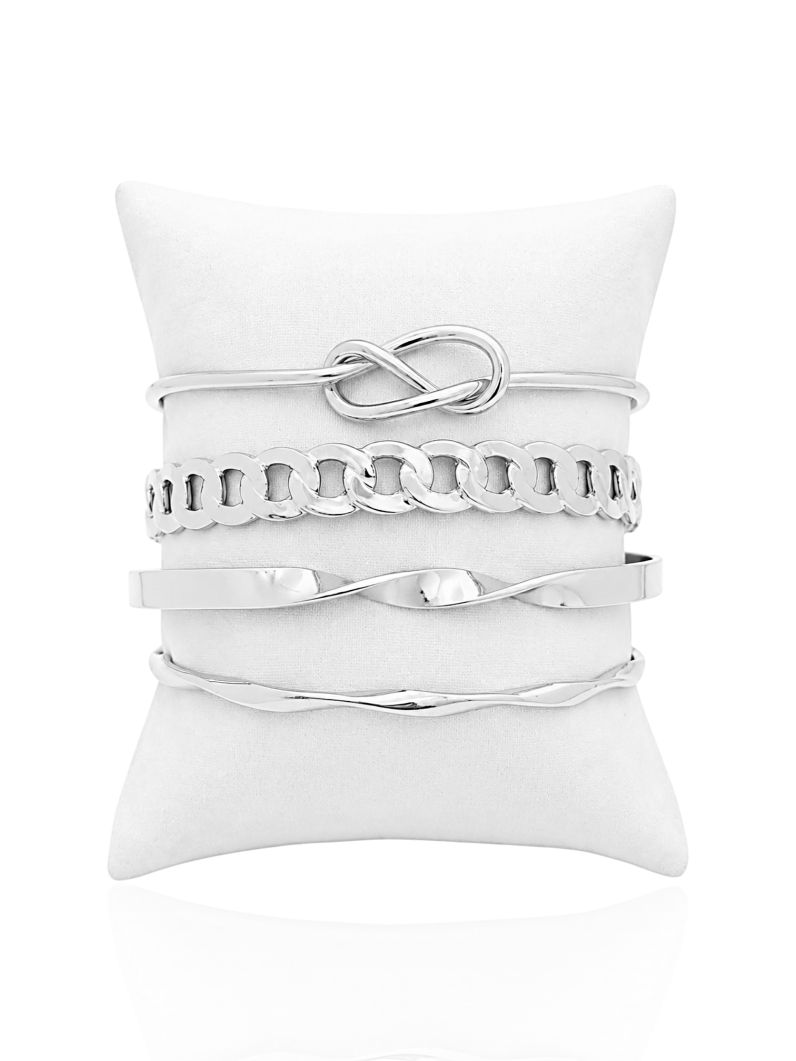 Kit de Braceletes Folheado a Ouro 18k e Prata Elo e Ondulado