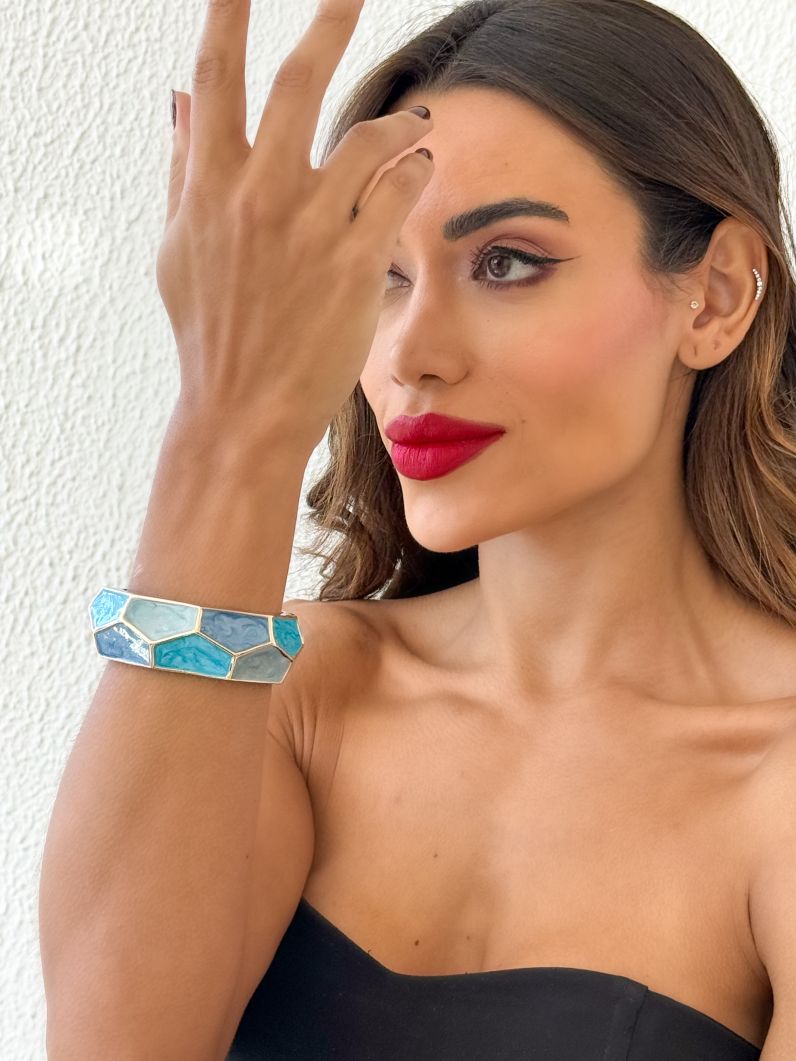 Bracelete Folheado a Ouro 18k Resinado Colorido