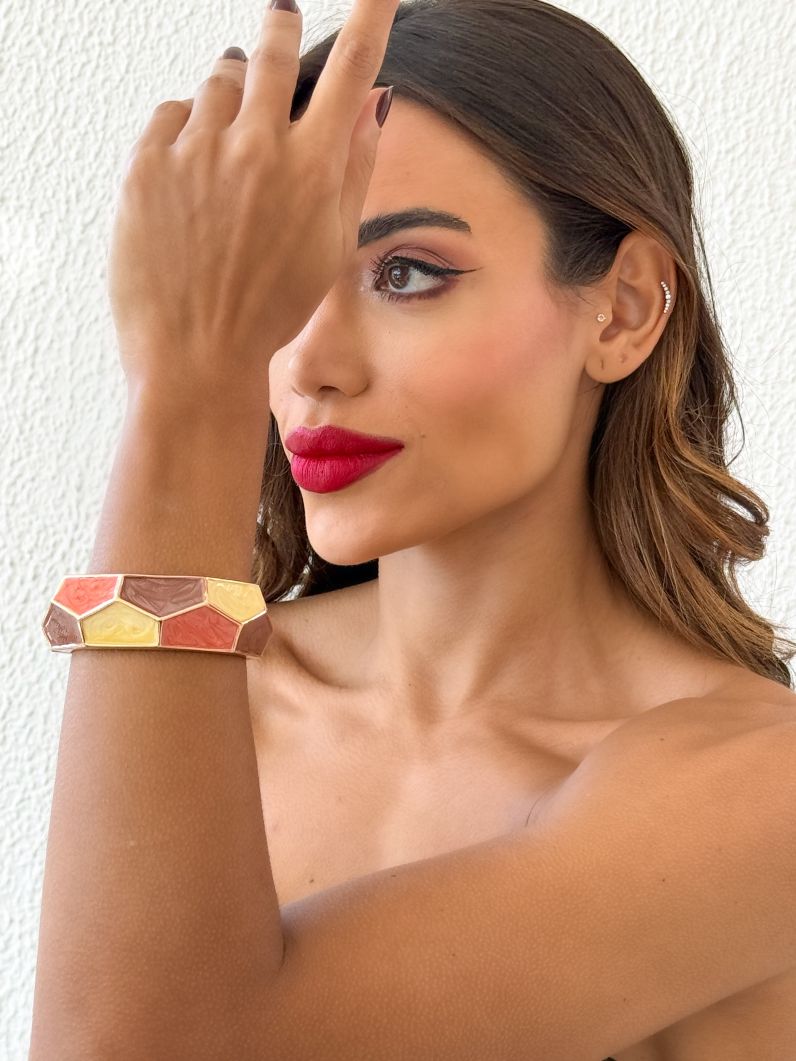 Bracelete Folheado a Ouro 18k Resinado Colorido