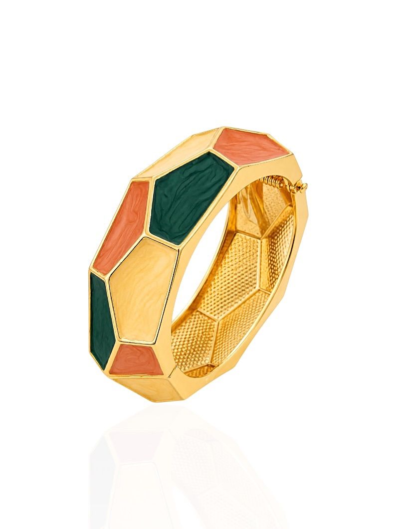 Bracelete Folheado a Ouro 18k Resinado Colorido