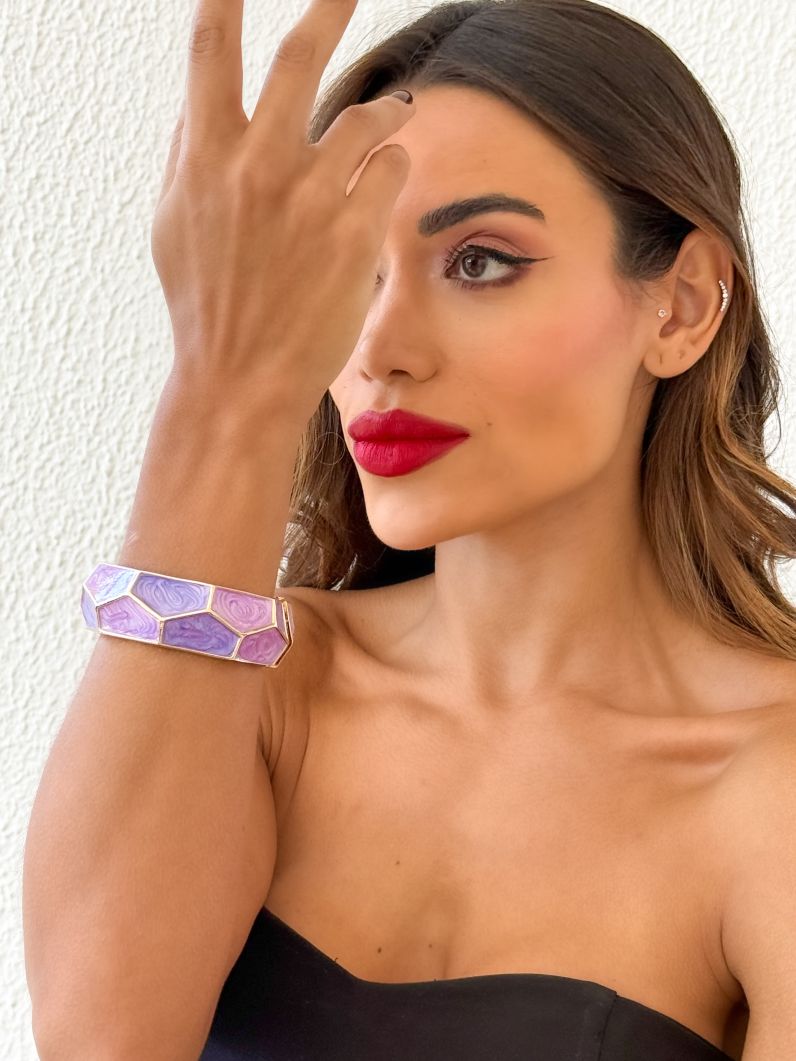 Bracelete Folheado a Ouro 18k Resinado Colorido