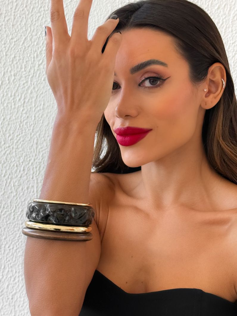 Kit de Braceletes Folheado a Ouro 18k Resinado Maxi