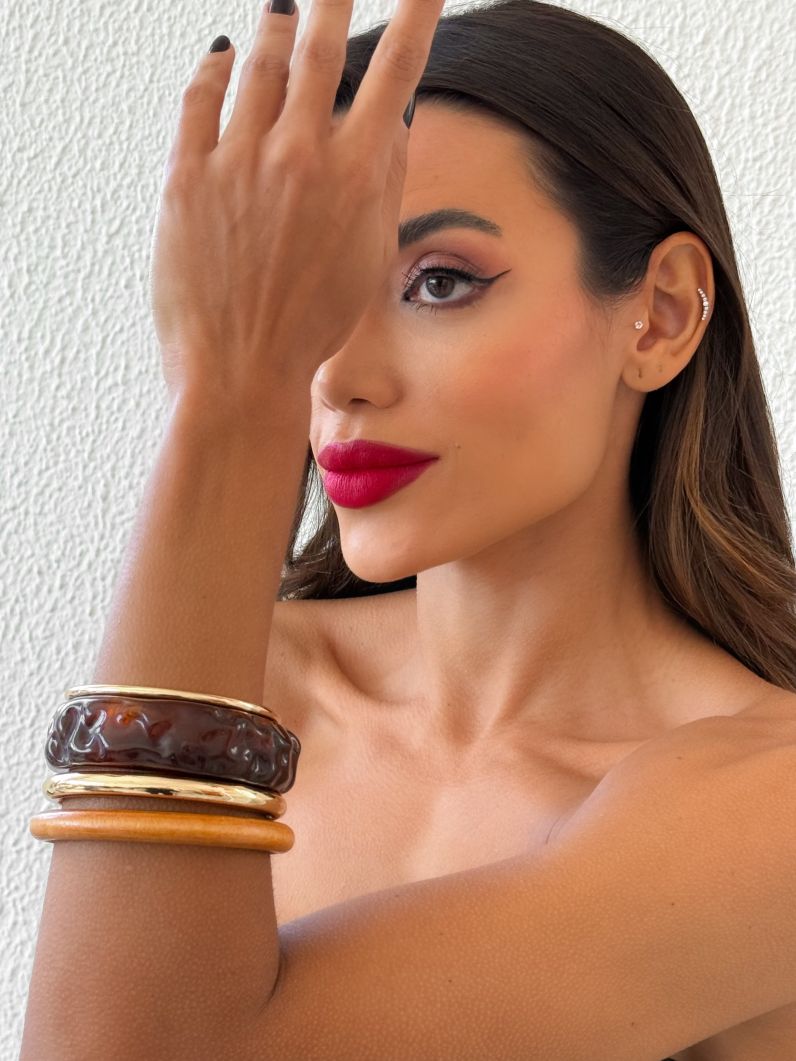 Kit de Braceletes Folheado a Ouro 18k Resinado Maxi