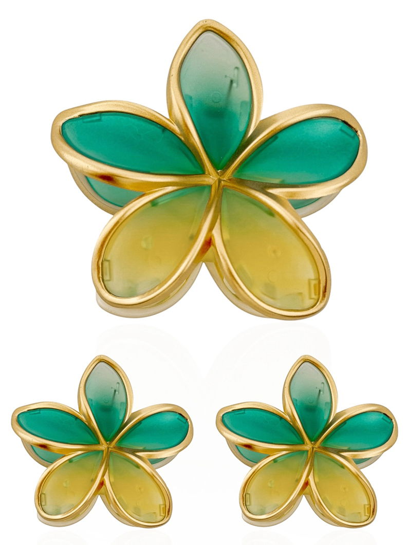 Kit de Presilhas Folheadas a Ouro 18k Resinada Design Flores Coloridos