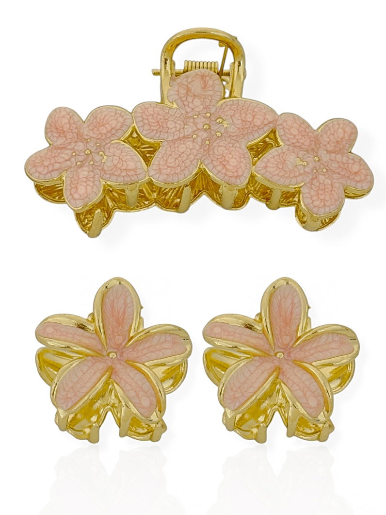 Kit de Presilhas Folheadas a Ouro 18k Resinadas Design Flores
