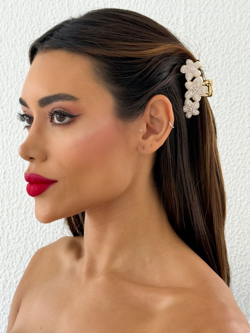 Kit de Presilhas Folheadas a Ouro 18k Resinadas Design Flores