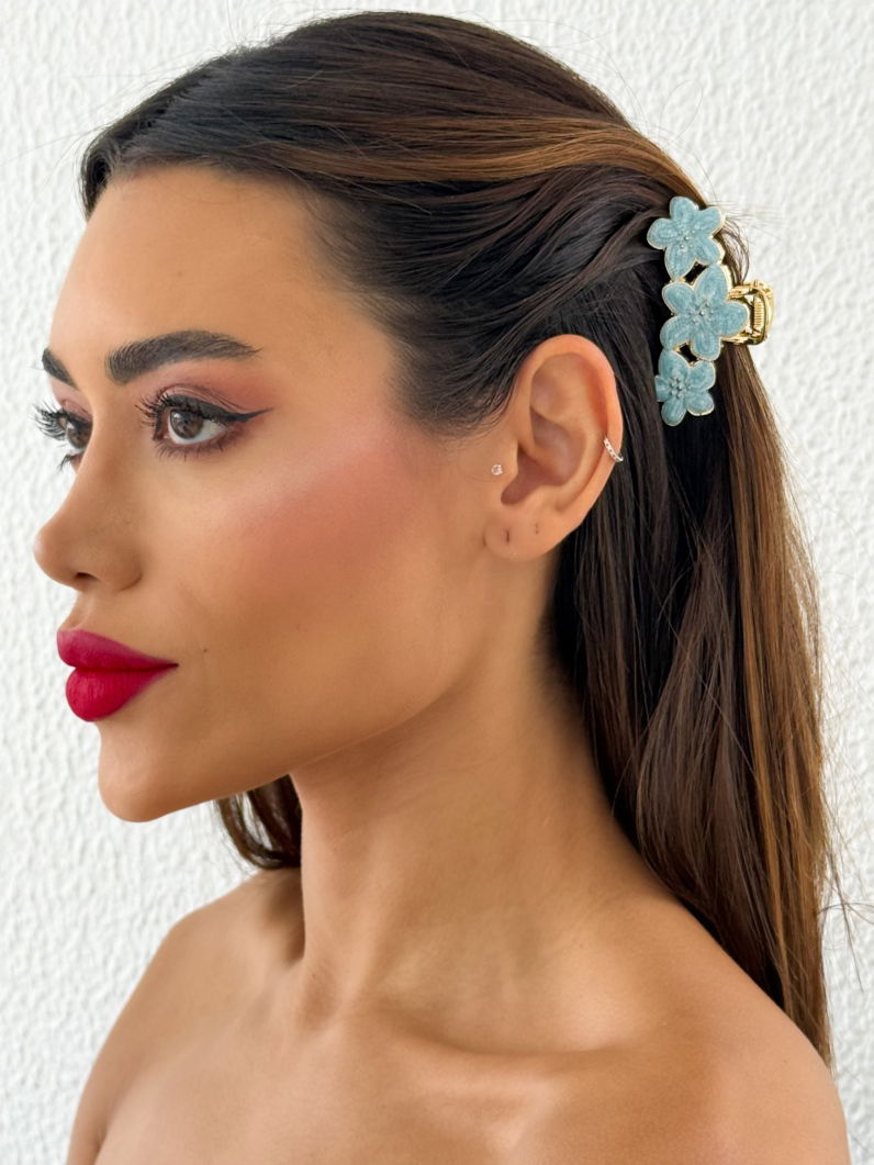 Kit de Presilhas Folheadas a Ouro 18k Resinadas Design Flores