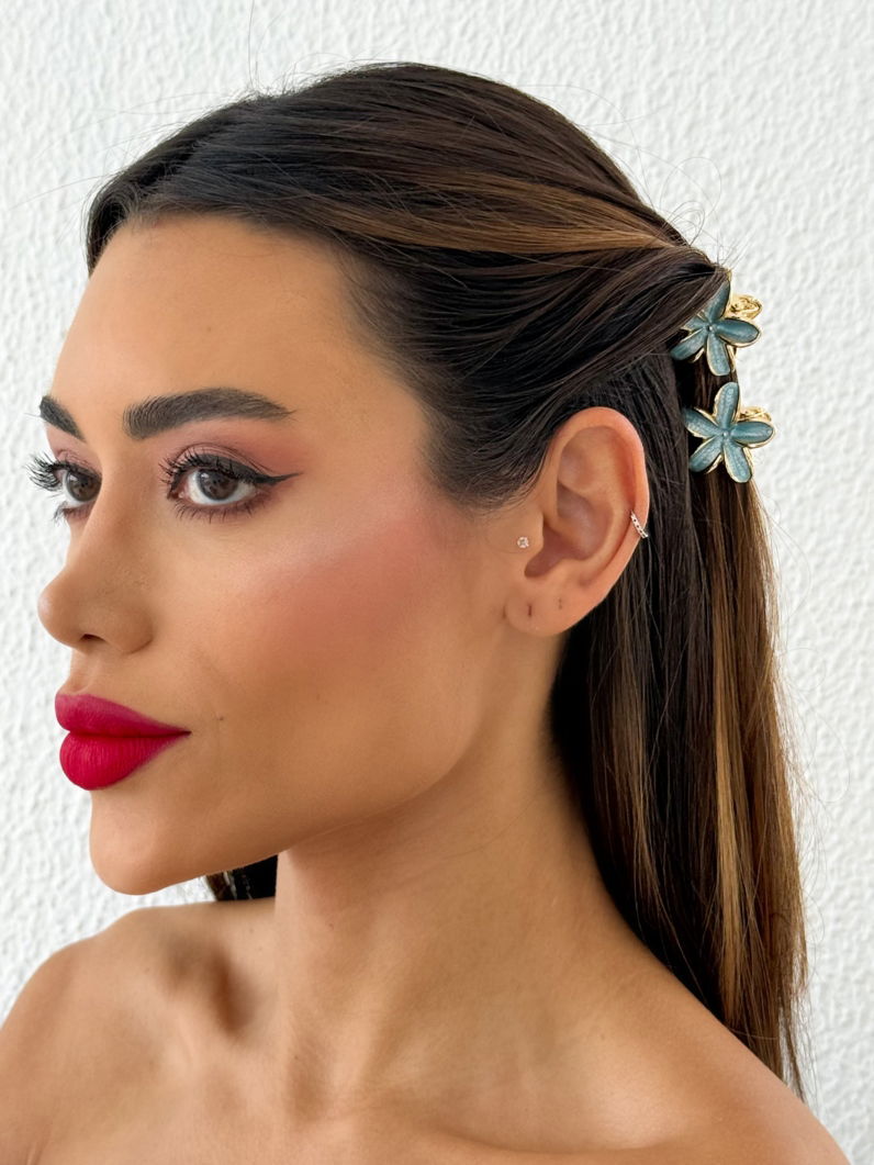 Kit de Presilhas Folheadas a Ouro 18k Resinadas Design Flores