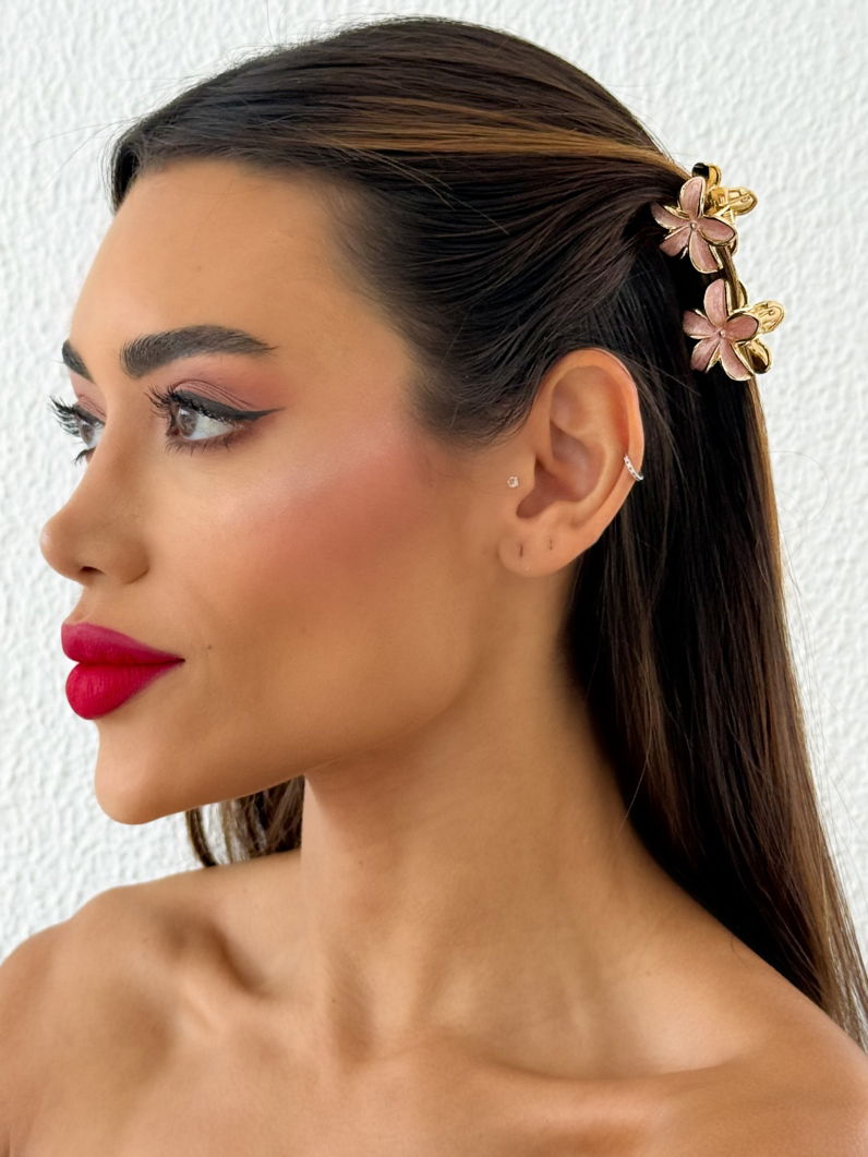 Kit de Presilhas Folheadas a Ouro 18k Resinadas Design Flores