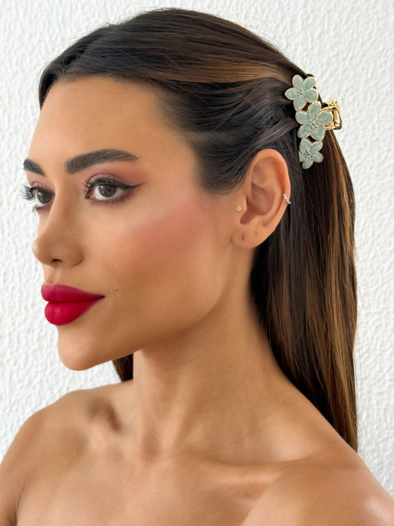 Kit de Presilhas Folheadas a Ouro 18k Resinadas Design Flores