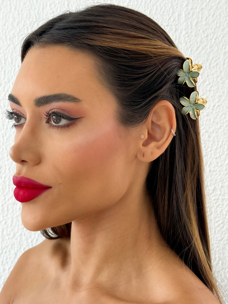 Kit de Presilhas Folheadas a Ouro 18k Resinadas Design Flores