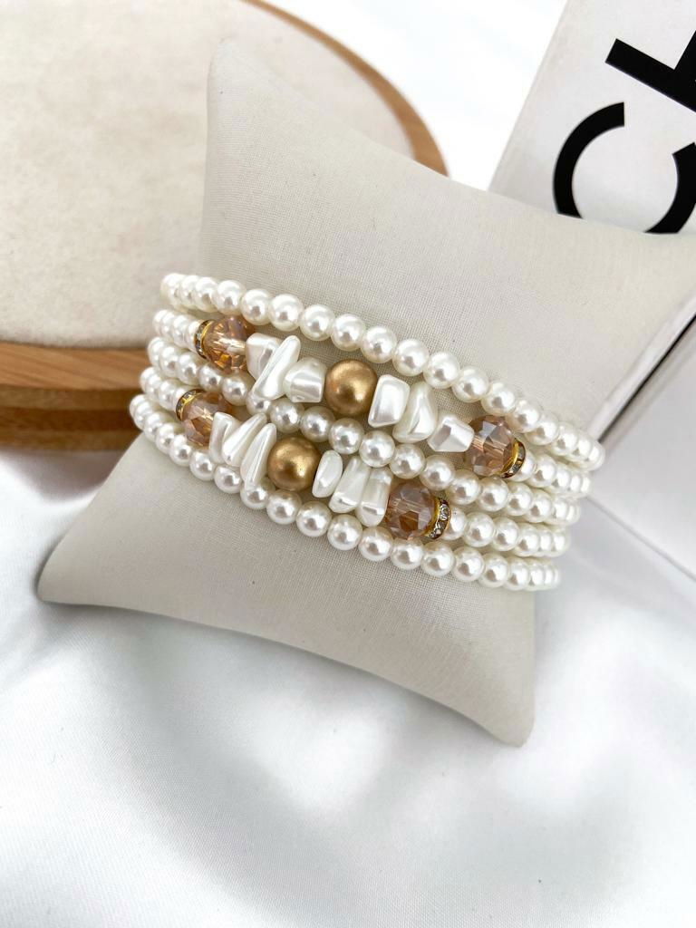 Kit de pulseiras com pedras e esferas