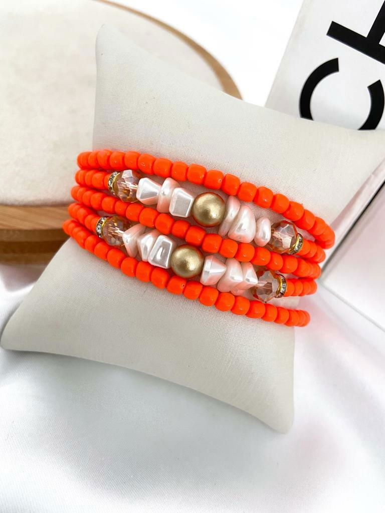 Kit de pulseiras com pedras e esferas