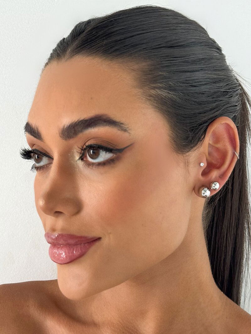 Kit Dois Brincos Folheados a Ouro 18k e Prata Duas Esferas Lisas