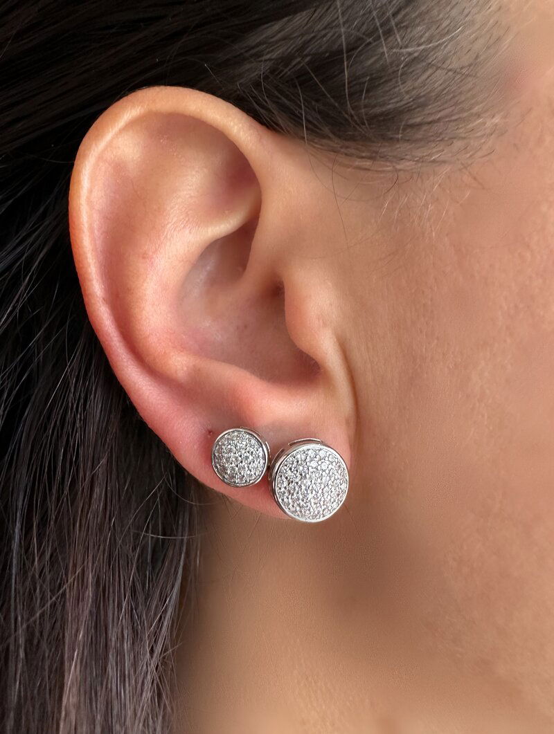 Kit Dois Pares de Brincos Folheado a Ouro 18k e Prata Bottons Cravejados