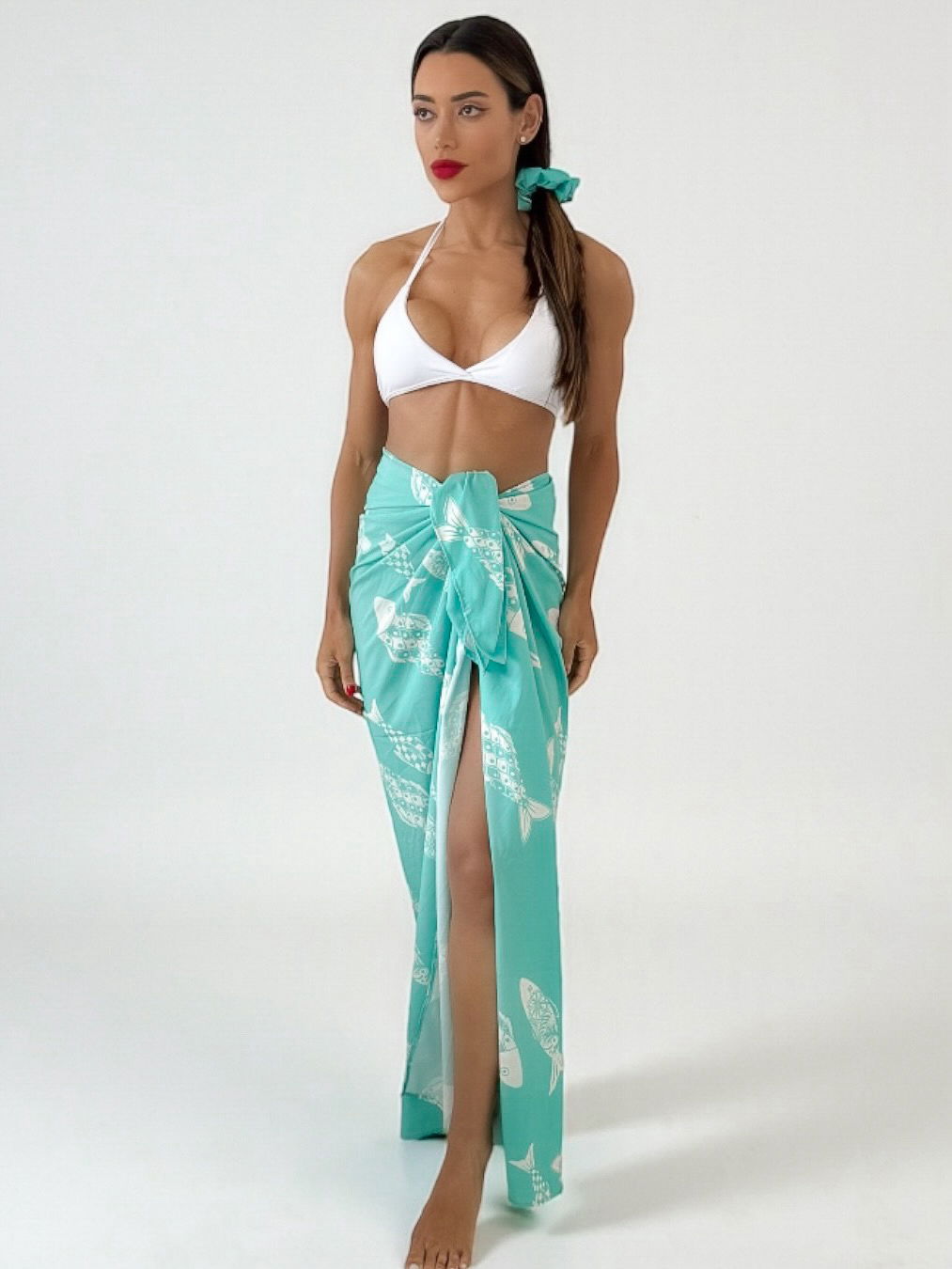 Kit Lenço e Scrunchies Estampa Moda Verão