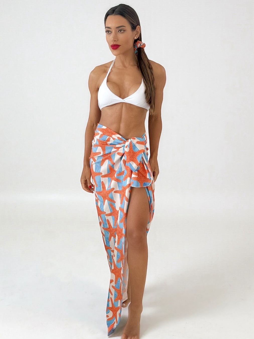 Kit Lenço e Scrunchies Estampa Moda Verão