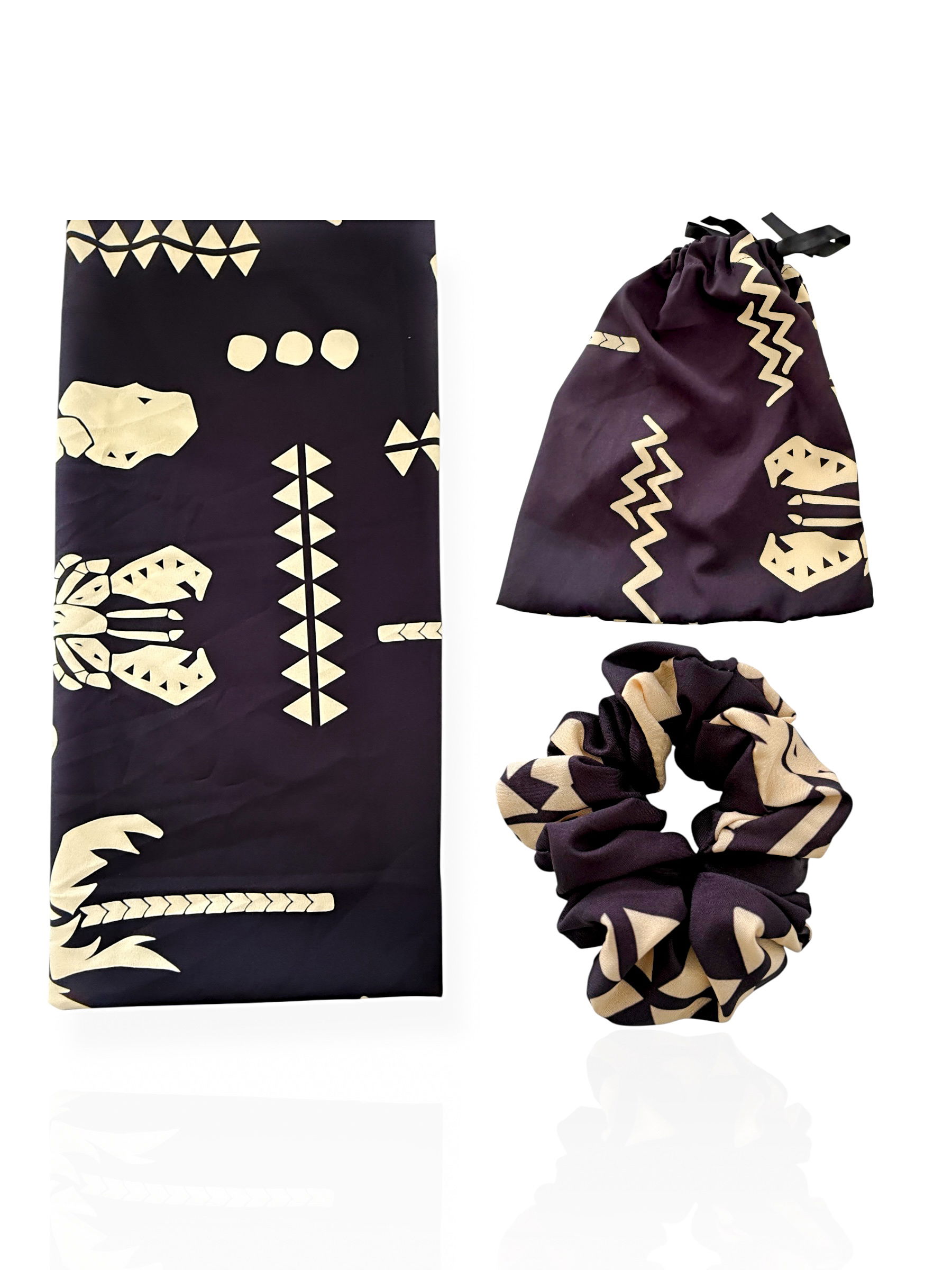 Kit Lenço e Scrunchies Estampa Moda Verão
