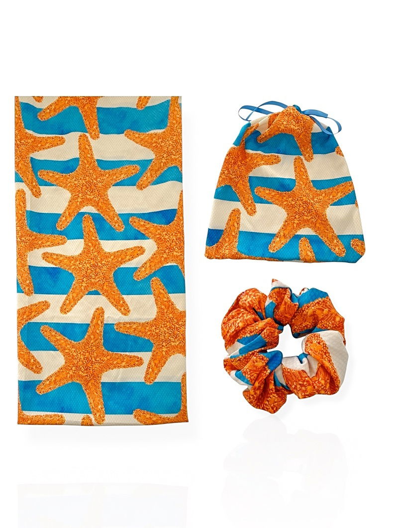Kit Lenço e Scrunchies Estampa Moda Verão