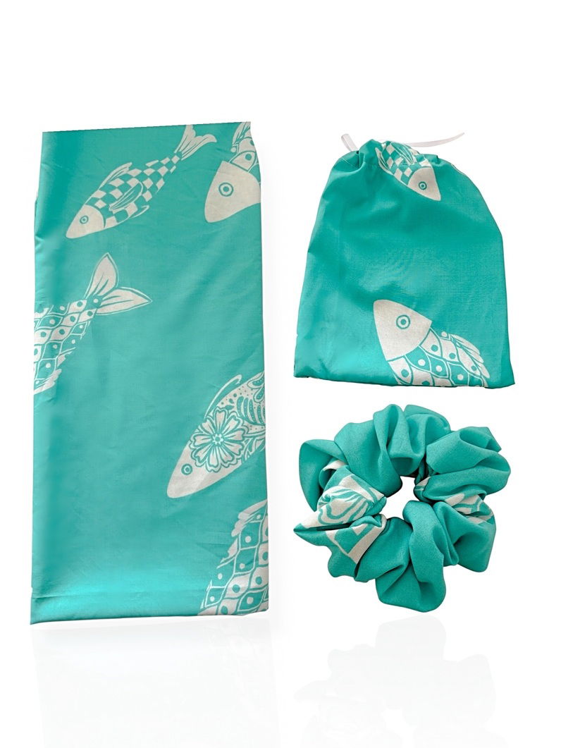 Kit Lenço e Scrunchies Estampa Moda Verão