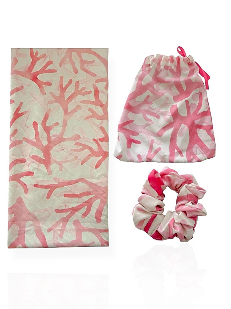 Kit Lenço e Scrunchies Estampa Moda Verão