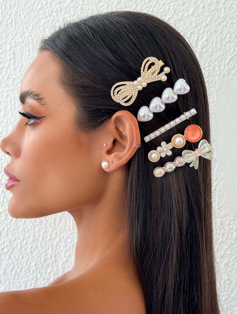 Kit Presilha Folheado a Ouro 18k e Prata Flores, Esferas e Coração
