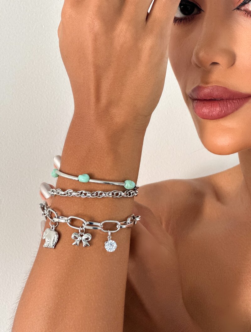 Kit Pulseiras Folheada a Ouro 18k e Prata Pingente Elefante