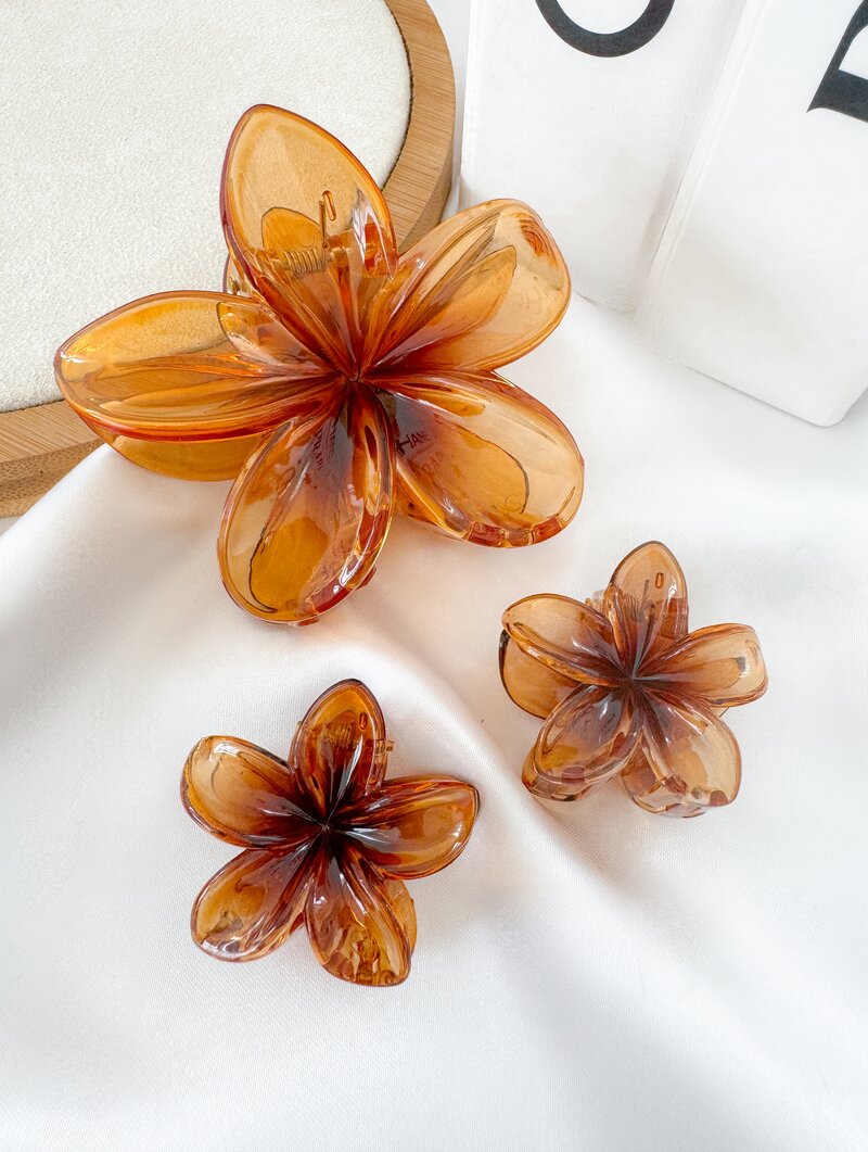 Kit Três Presilhas Flor de Acrílico