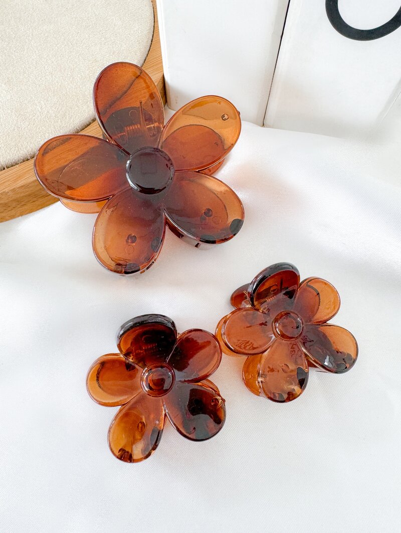 Kit Três Presilhas Flores de Acrílico